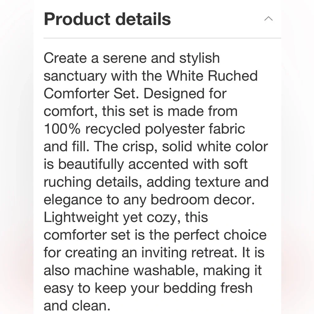 MODERN HEIRLOOM NWT ruched comforter set -white -twin